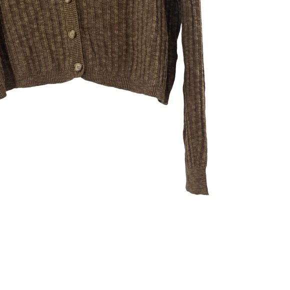 Saylor Tiggy Crop Knit Ribbed Cardigan In Coffee NWT Women's Size Large 10/12 - Picture 14 of 14